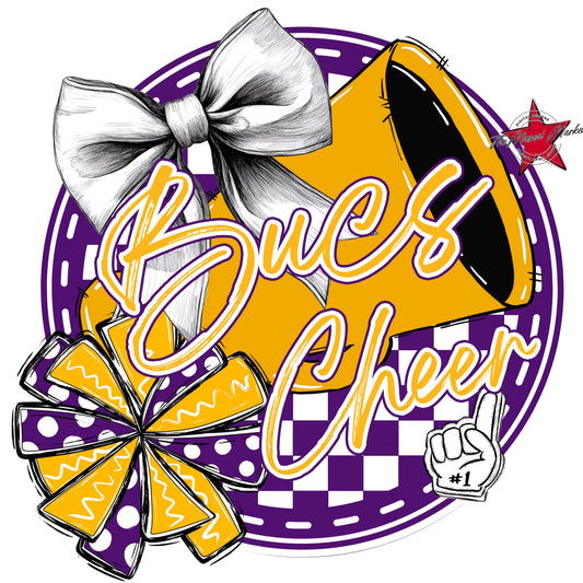 Bucs Circle Cheer Frame-Purple & Yellow