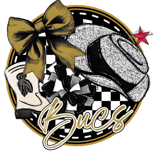 Bucs Circle Drillteam Frame-Gold