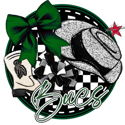 Bucs Circle Drillteam Frame-Green