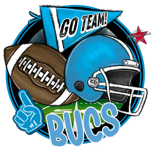 Bucs Circle Football Frame-Carolina Blue