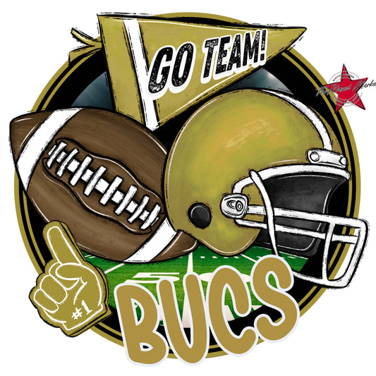 Bucs Circle Football Frame-Gold