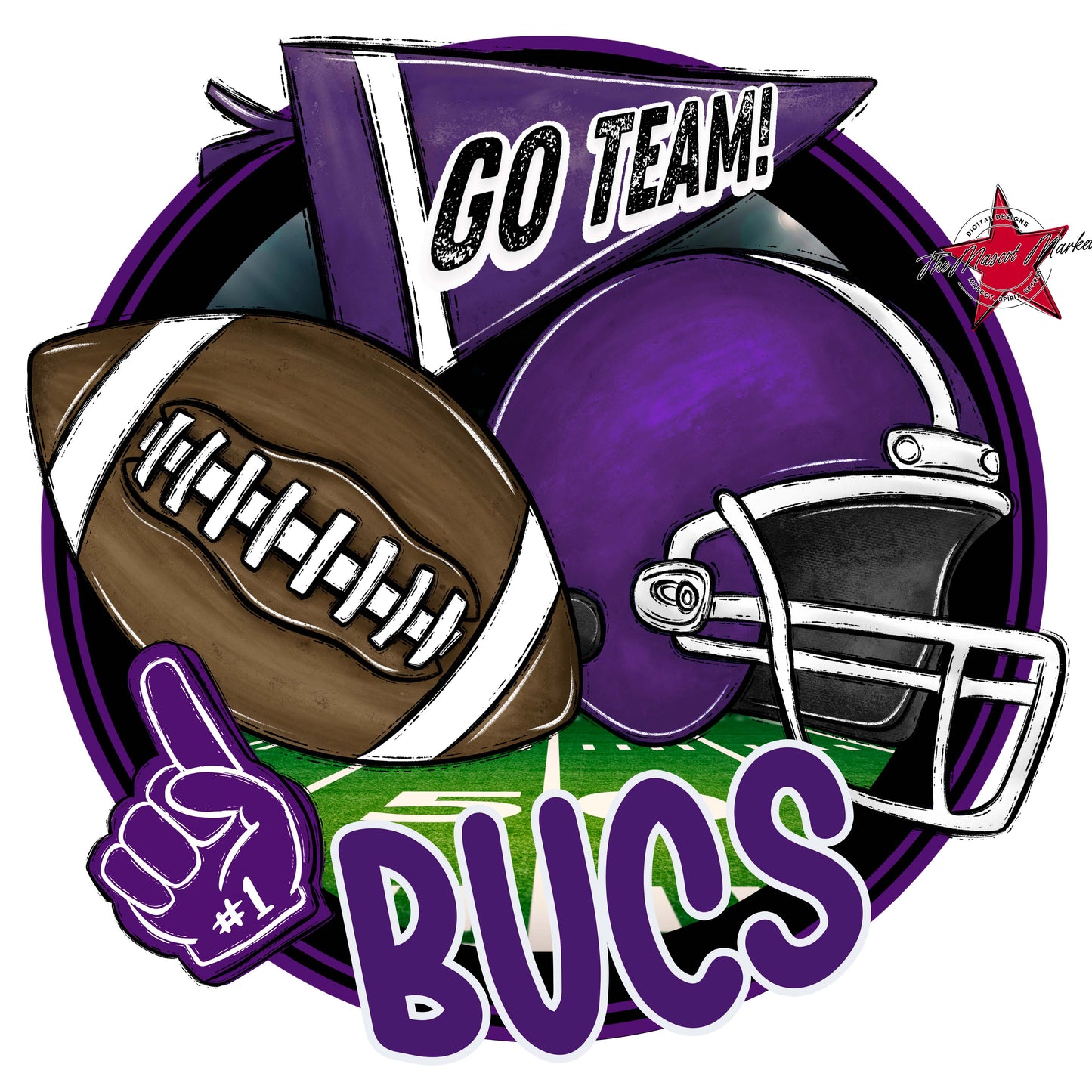 Bucs Circle Football Frame-Purple