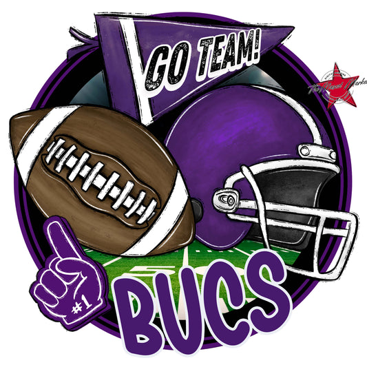 Bucs Circle Football Frame-Purple