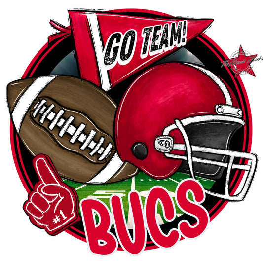 Bucs Circle Football Frame-Red