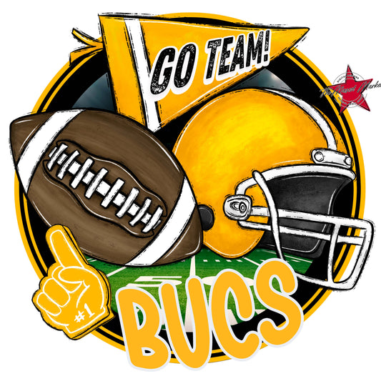 Bucs Circle Football Frame-Yellow