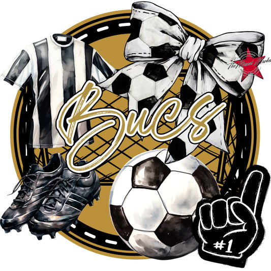 Bucs Circle Soccer Frame-Gold