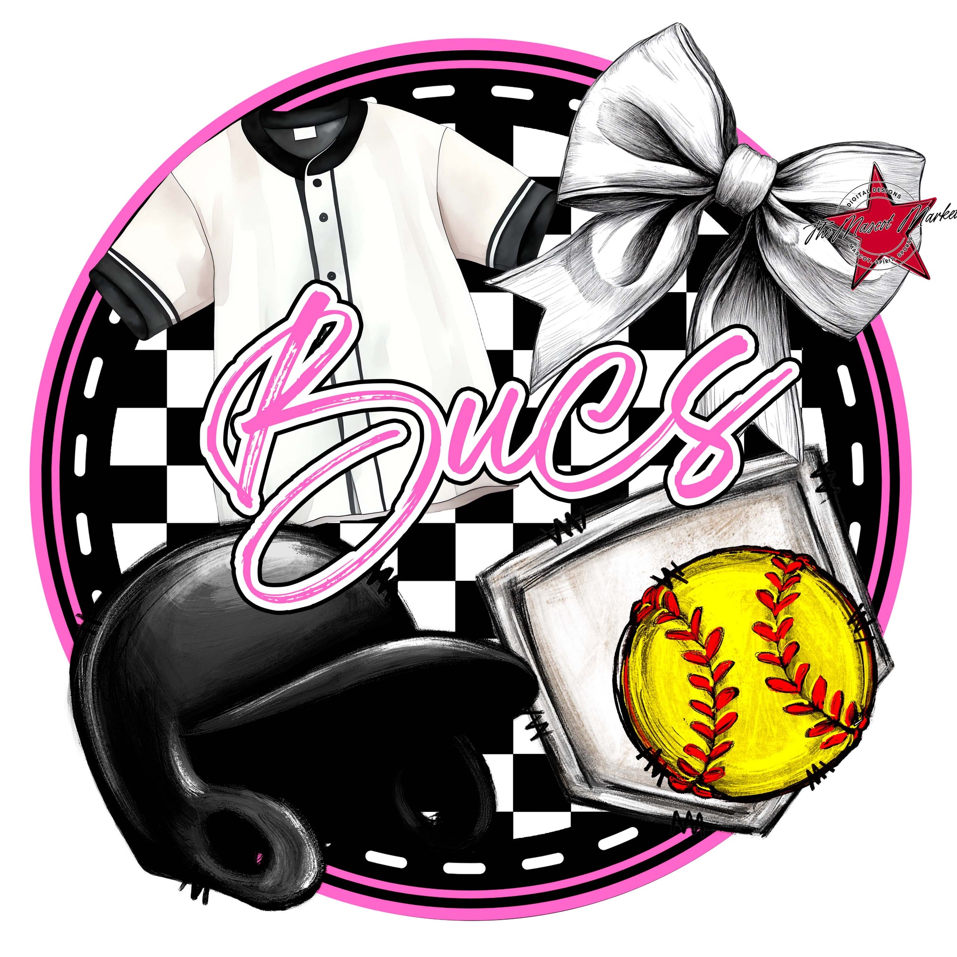 Bucs Circle Softball Frame-Baby Pink