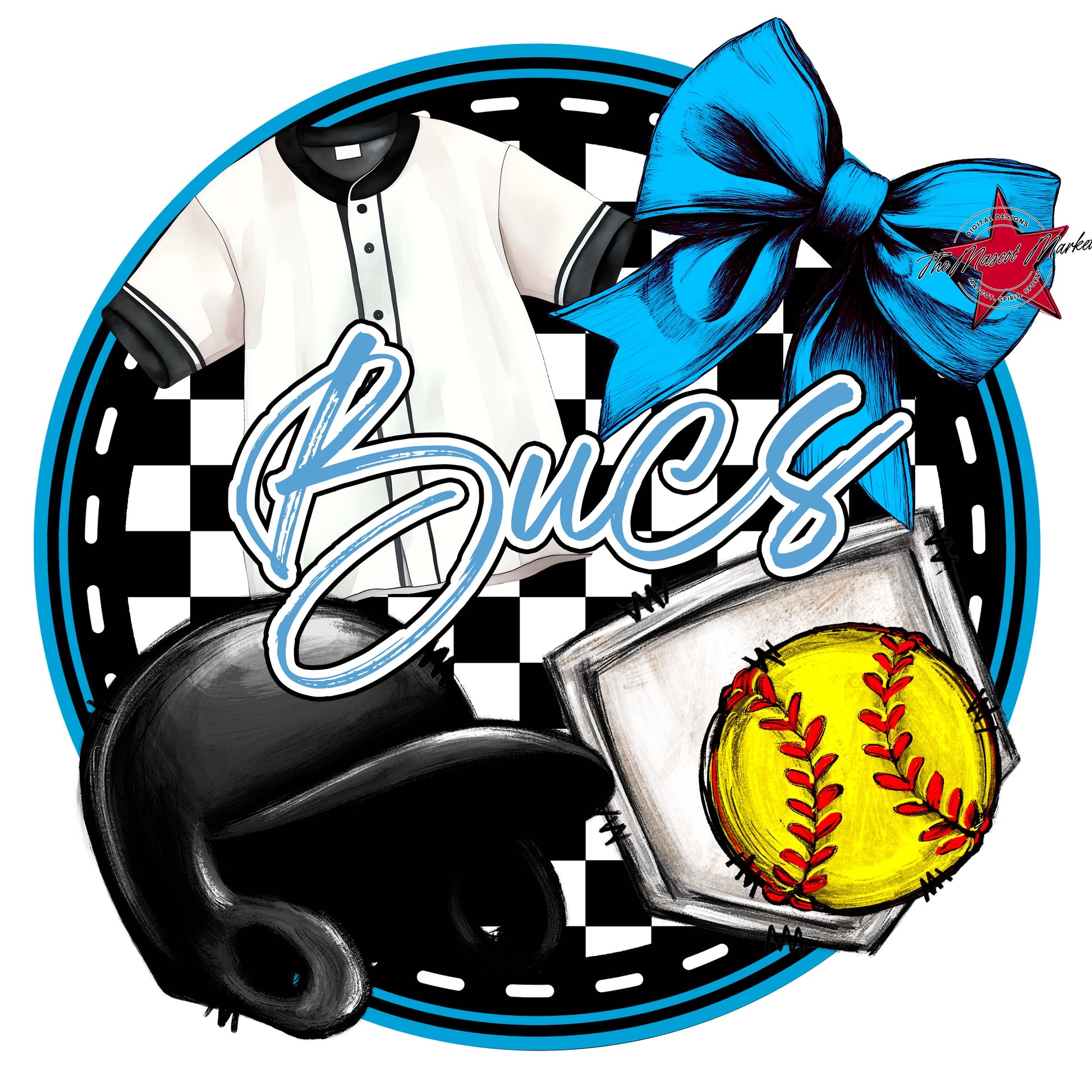 Bucs Circle Softball Frame-Carolina Blue
