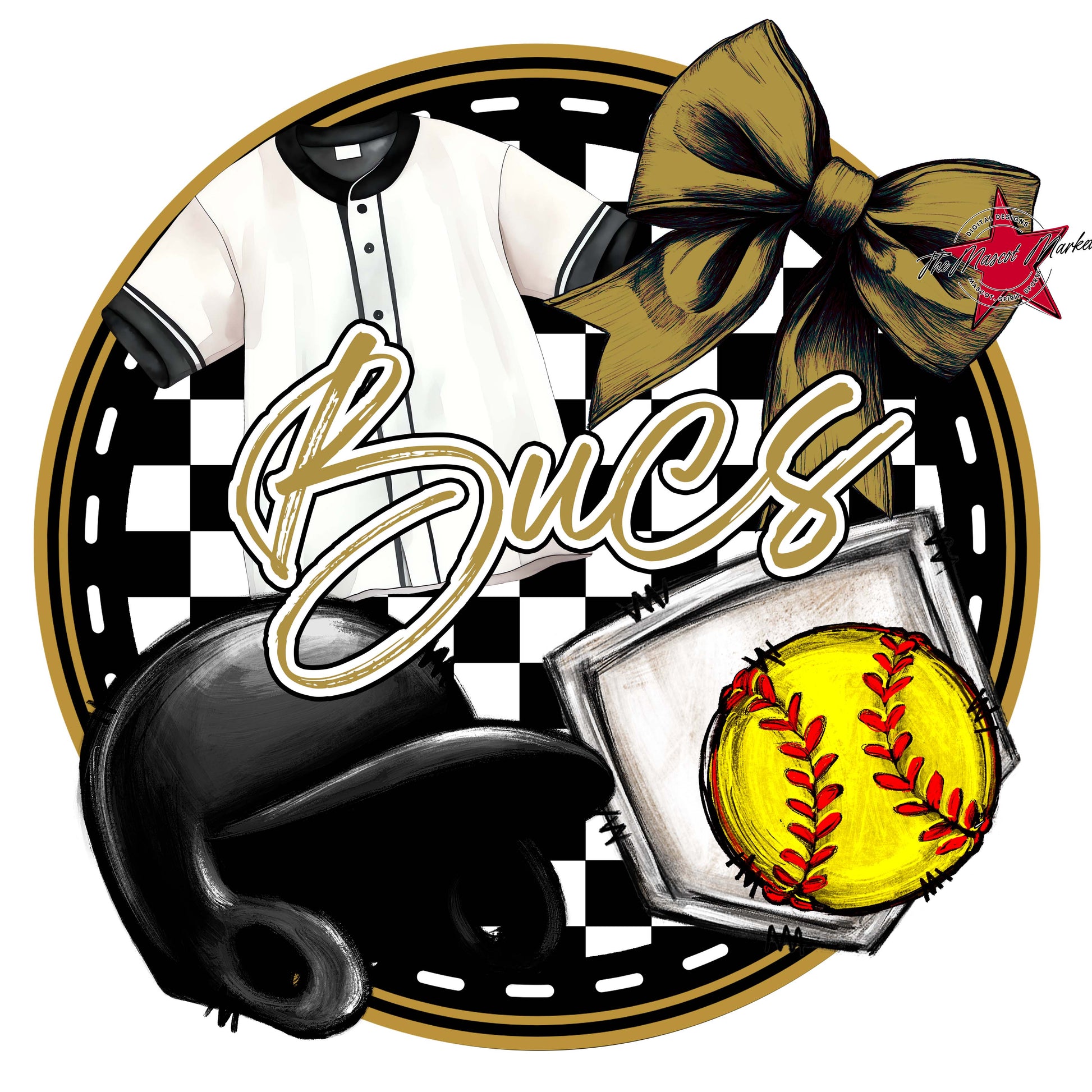 Bucs Circle Softball Frame-Gold