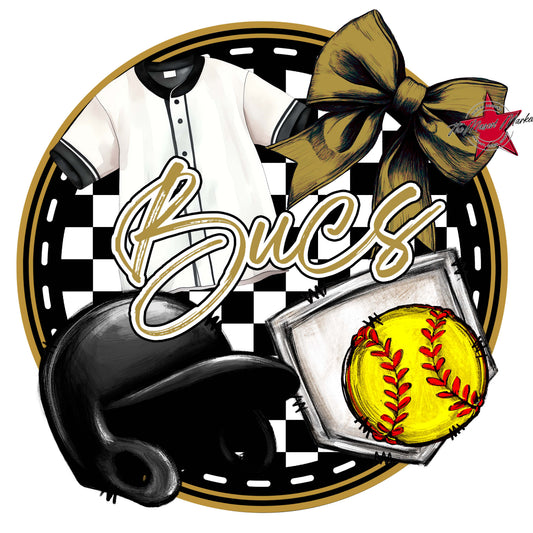 Bucs Circle Softball Frame-Gold
