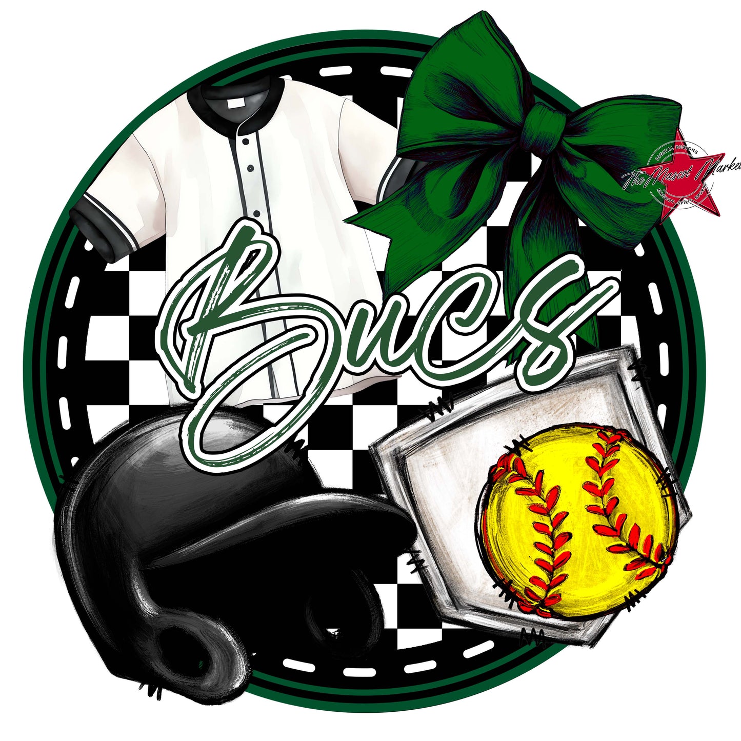 Bucs Circle Softball Frame-Green