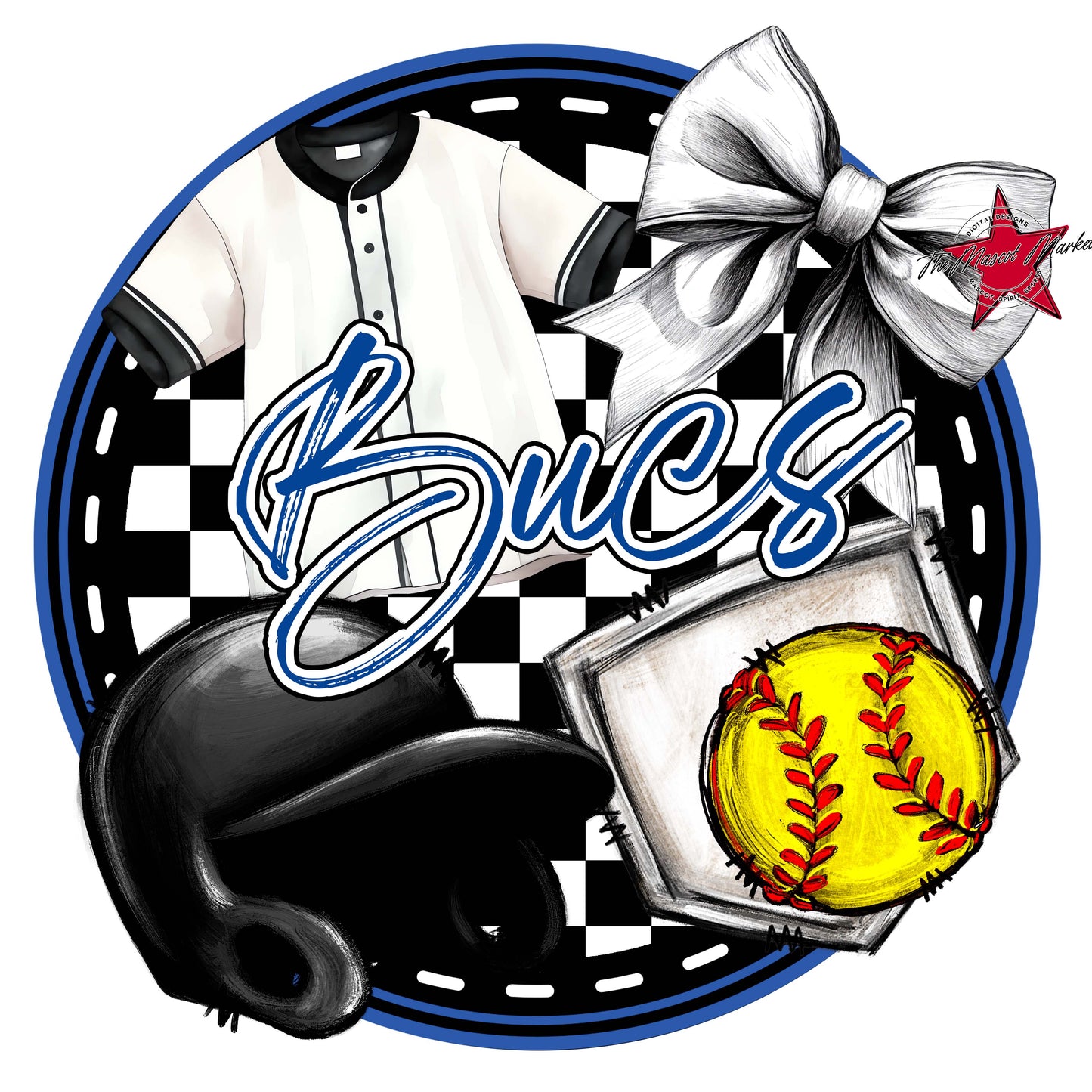 Bucs Circle Softball Frame-Off Blue