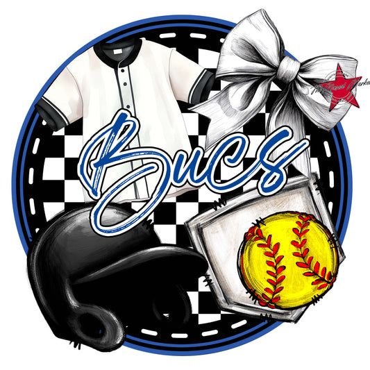 Bucs Circle Softball Frame-Off Blue