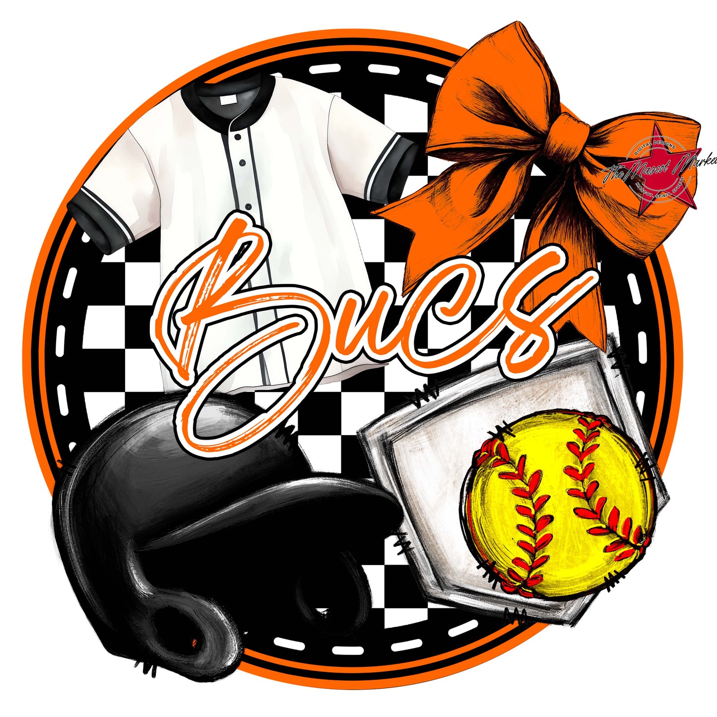 Bucs Circle Softball Frame-Orange
