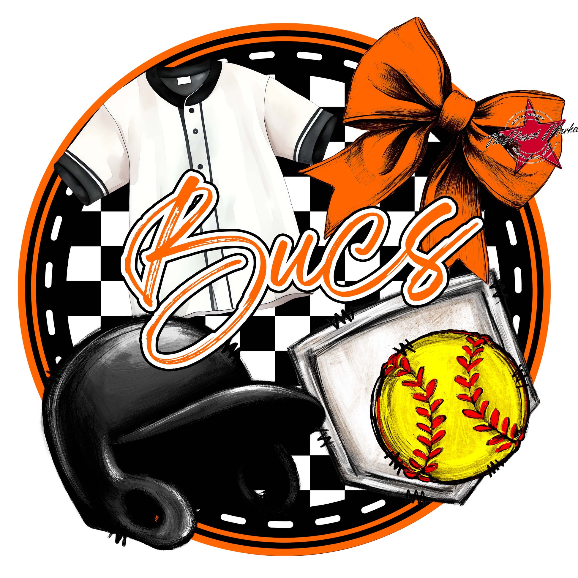 Bucs Circle Softball Frame-Orange