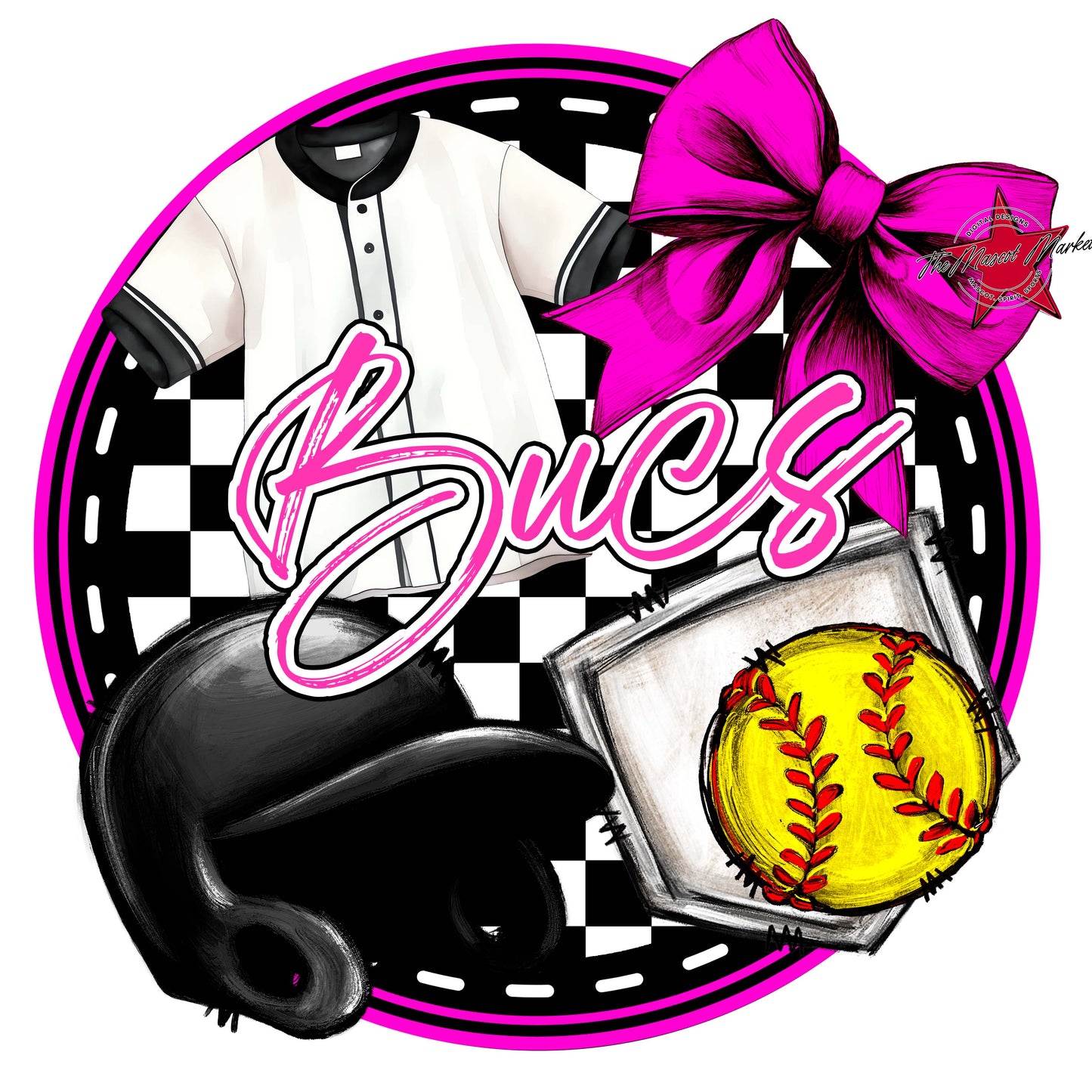 Bucs Circle Softball Frame-Pink