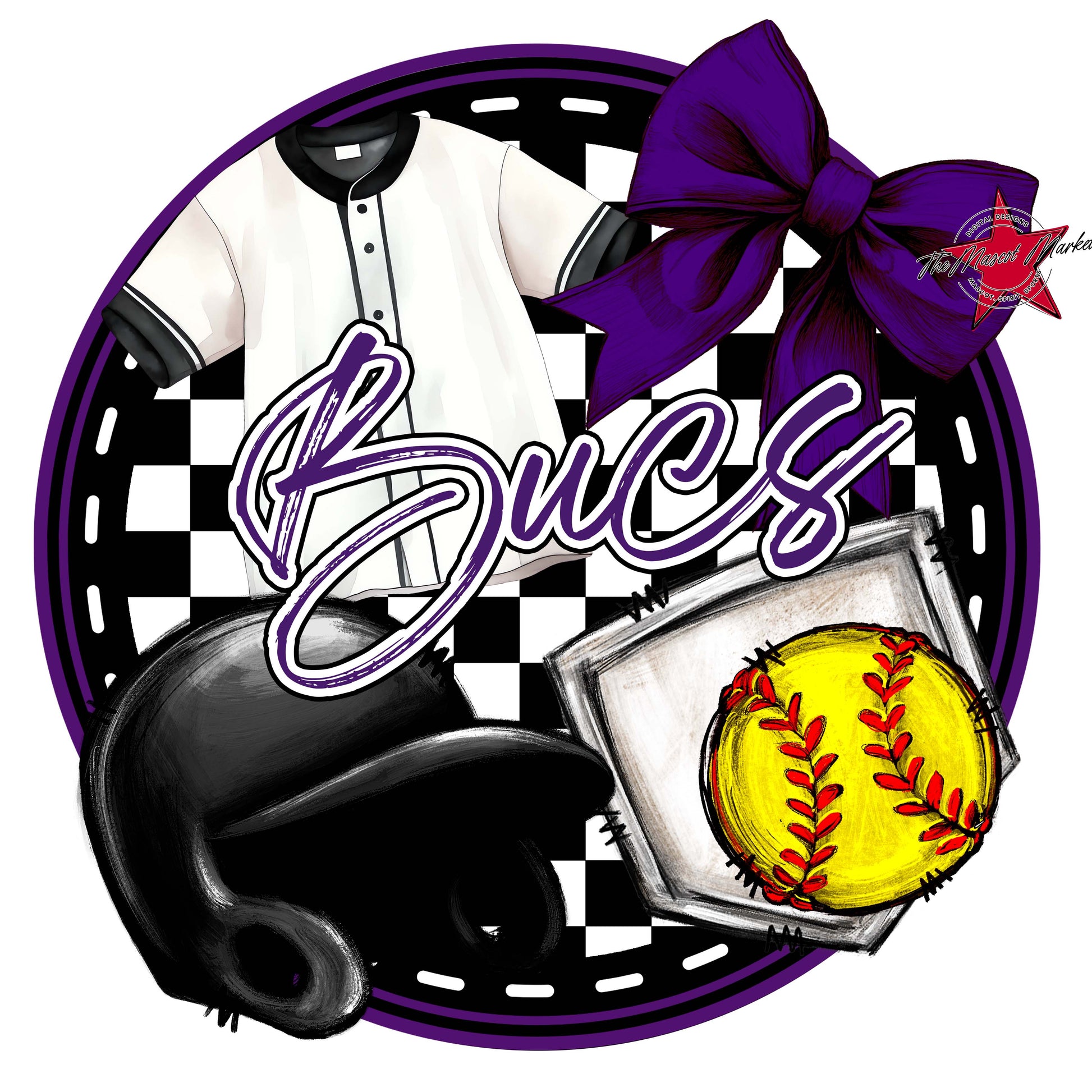 Bucs Circle Softball Frame-Purple