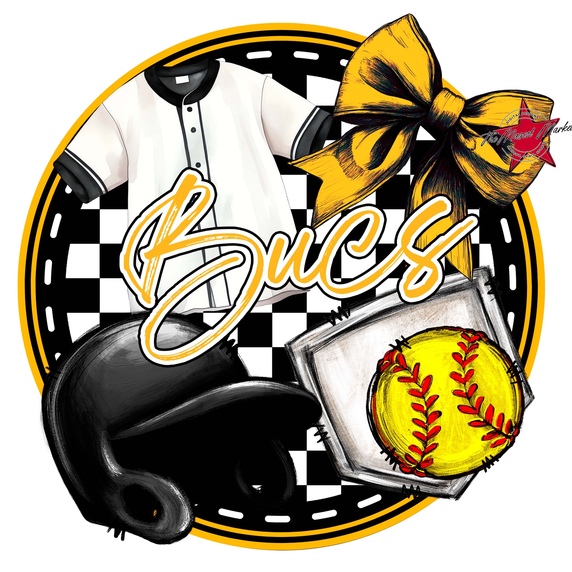 Bucs Circle Softball Frame-Yellow
