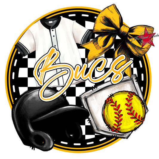 Bucs Circle Softball Frame-Yellow