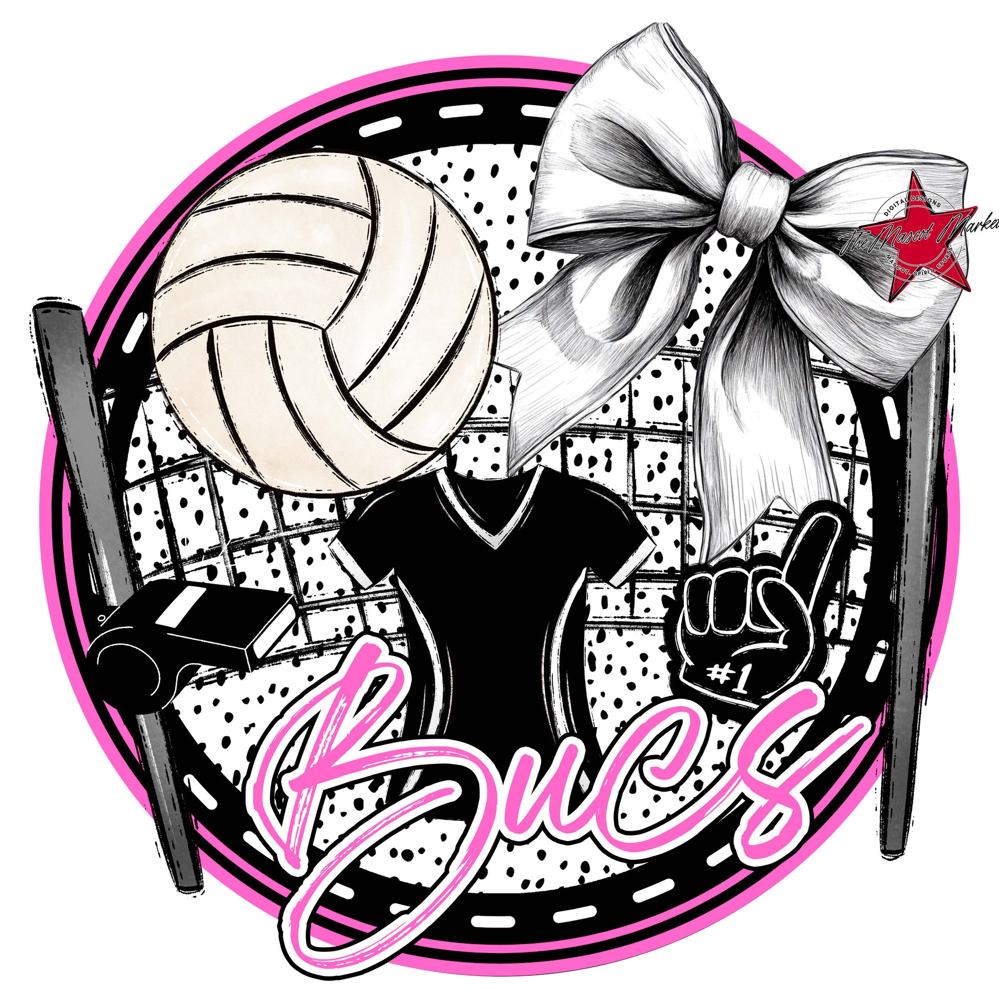 Bucs Circle Volleyball Frame-Baby Pink