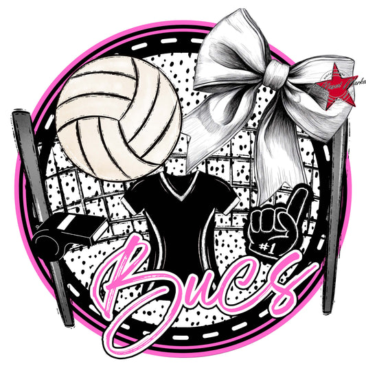 Bucs Circle Volleyball Frame-Baby Pink