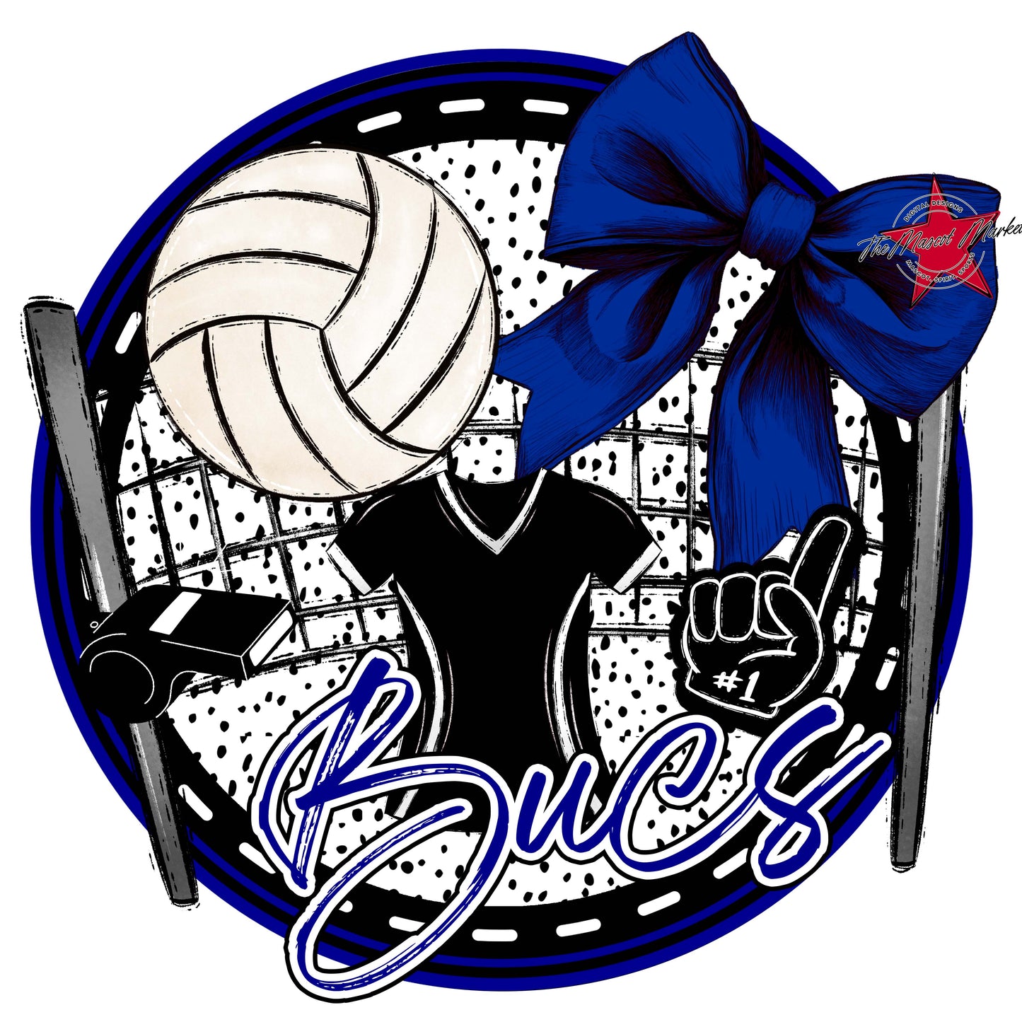 Bucs Circle Volleyball Frame-Blue
