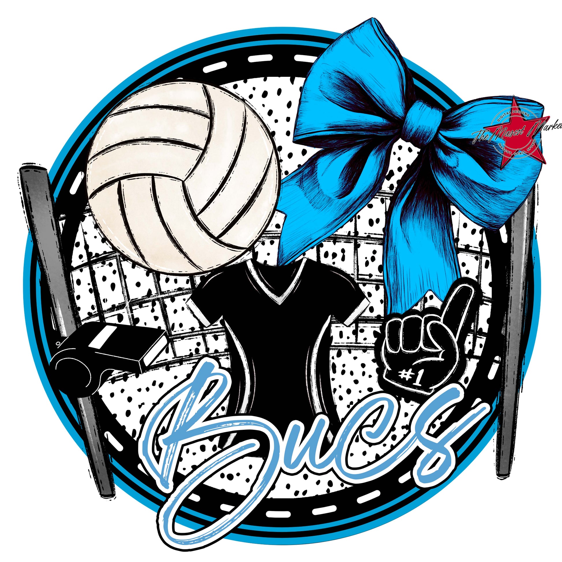 Bucs Circle Volleyball Frame-Carolina Blue