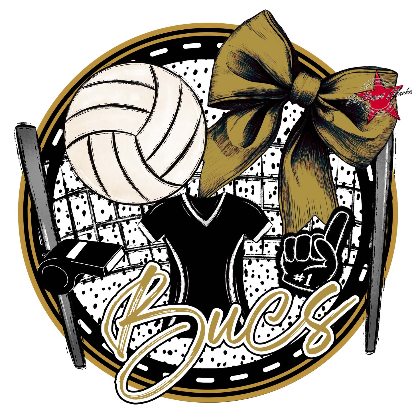 Bucs Circle Volleyball Frame-Gold