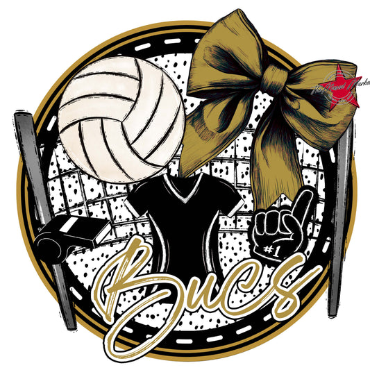 Bucs Circle Volleyball Frame-Gold