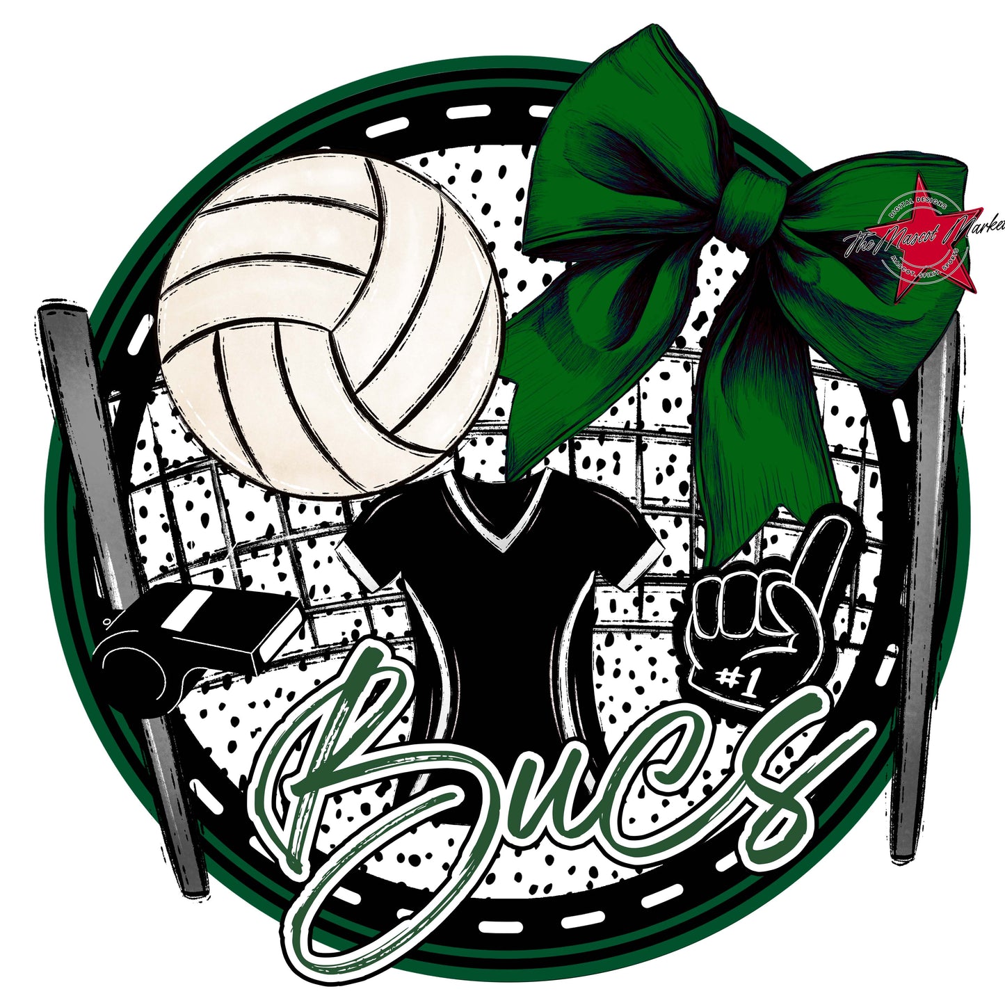 Bucs Circle Volleyball Frame-Green
