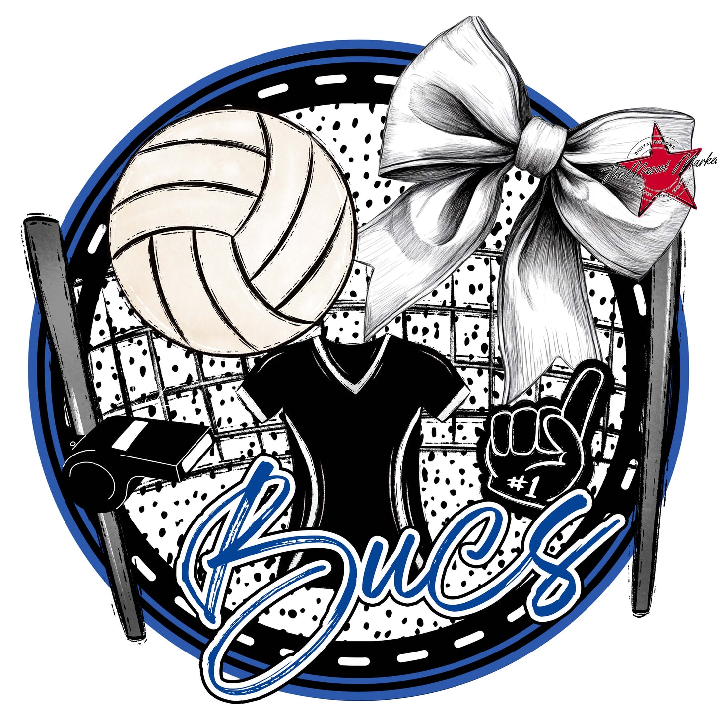 Bucs Circle Volleyball Frame-Off Blue