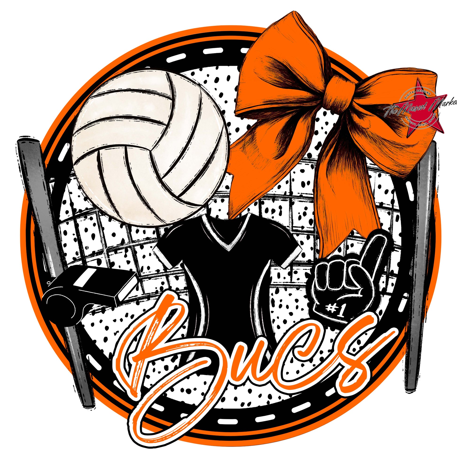 Bucs Circle Volleyball Frame-Orange