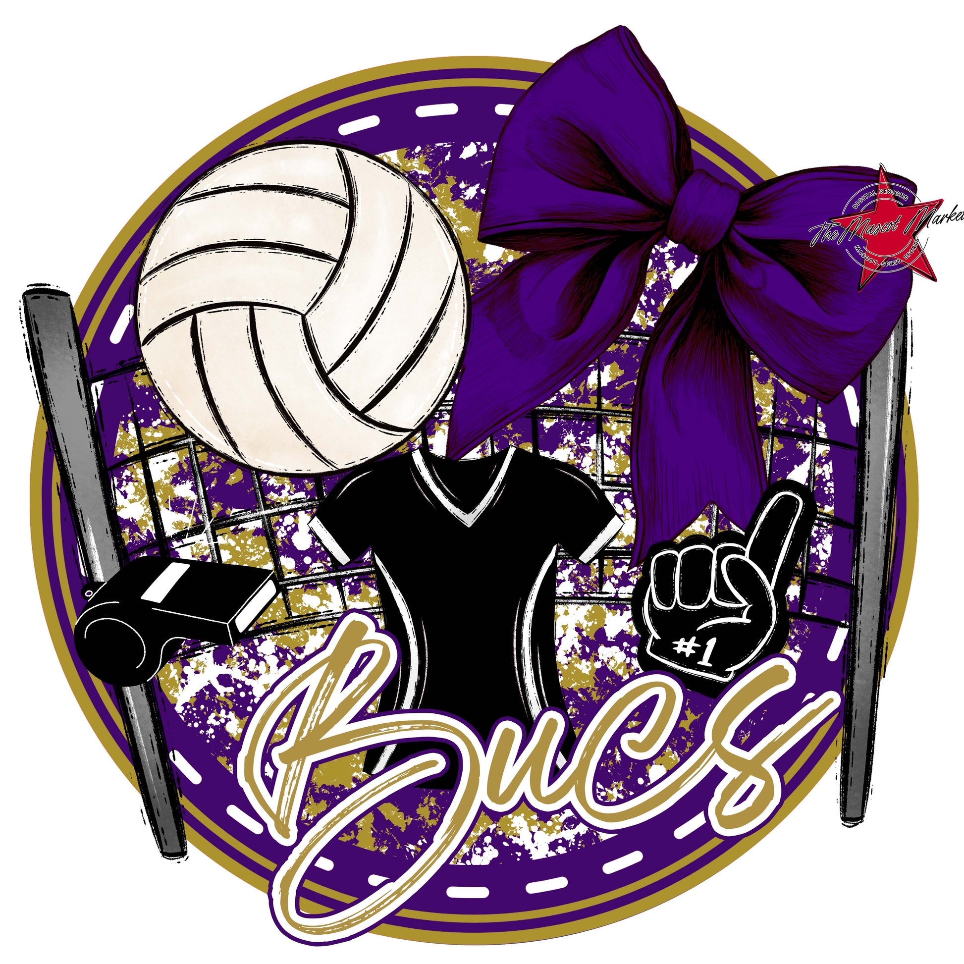 Bucs Circle Volleyball Frame-Purple & Gold
