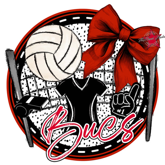 Bucs Circle Volleyball Frame-Red