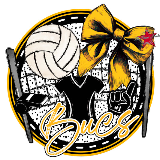 Bucs Circle Volleyball Frame-Yellow