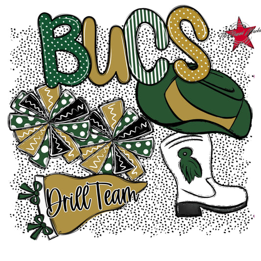 Bucs Drillteam Spirit-Green & Gold