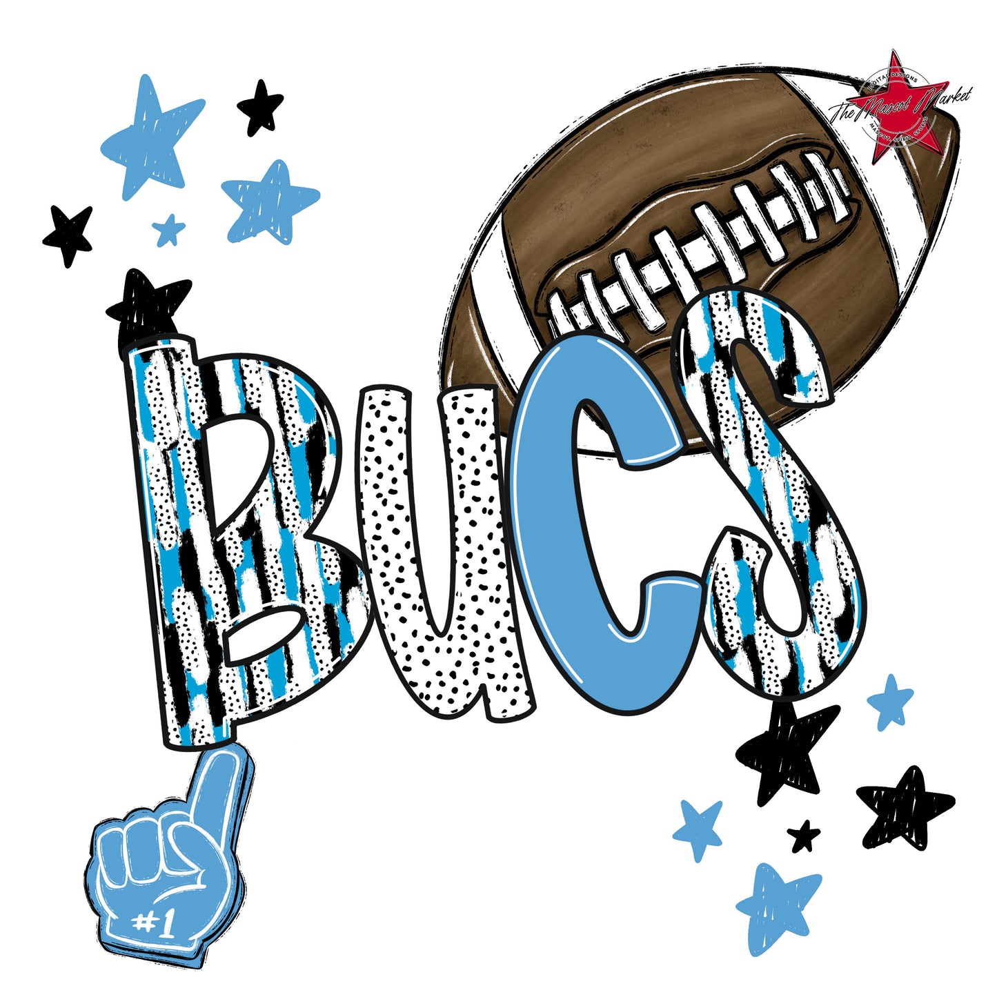 Bucs Football Scrape-Carolina Blue