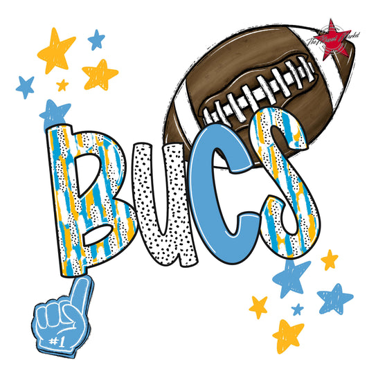 Bucs Football Scrape-Carolina Blue & Yellow