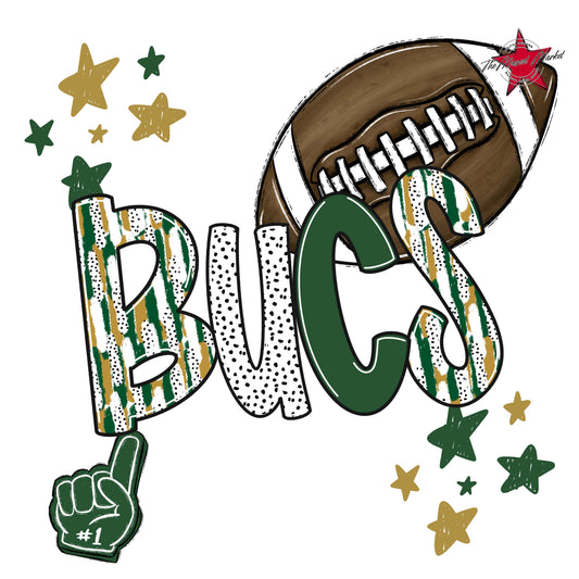Bucs Football Scrape-Green & Gold