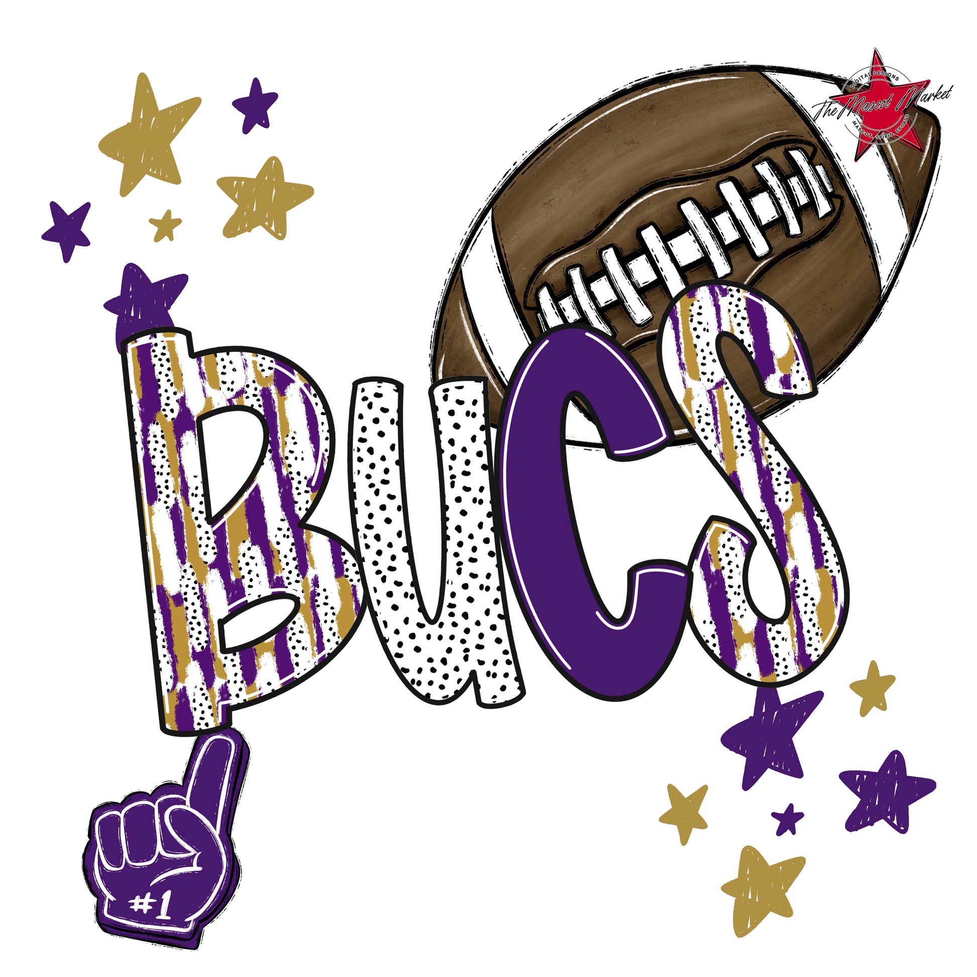 Bucs Football Scrape-Purple & Gold