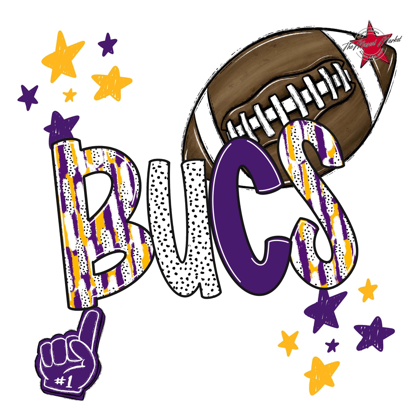 Bucs Football Scrape-Purple & Yellow