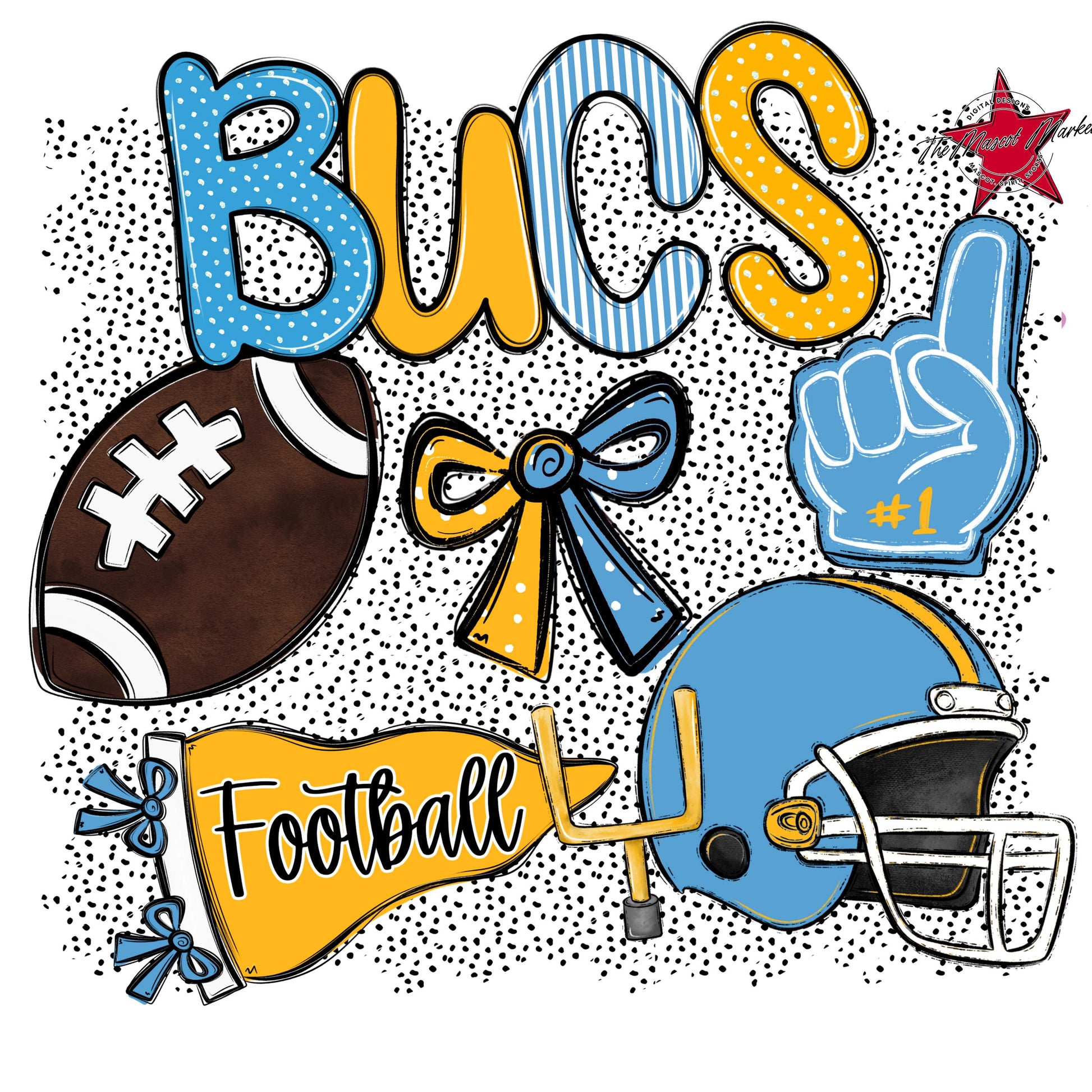 Bucs Football Spirit-Carolina Blue & Yellow