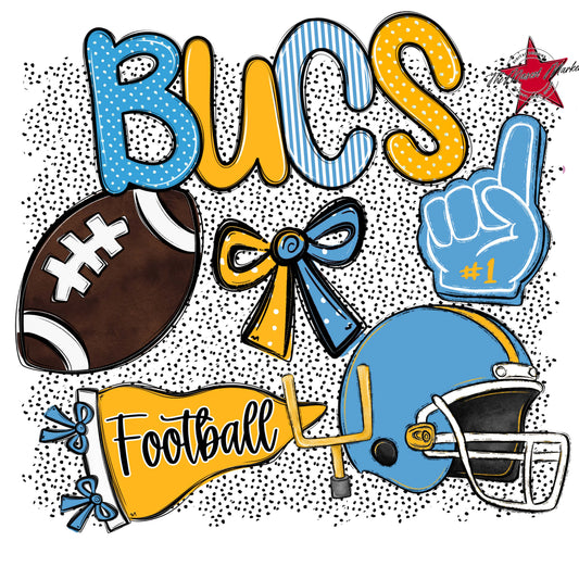 Bucs Football Spirit-Carolina Blue & Yellow