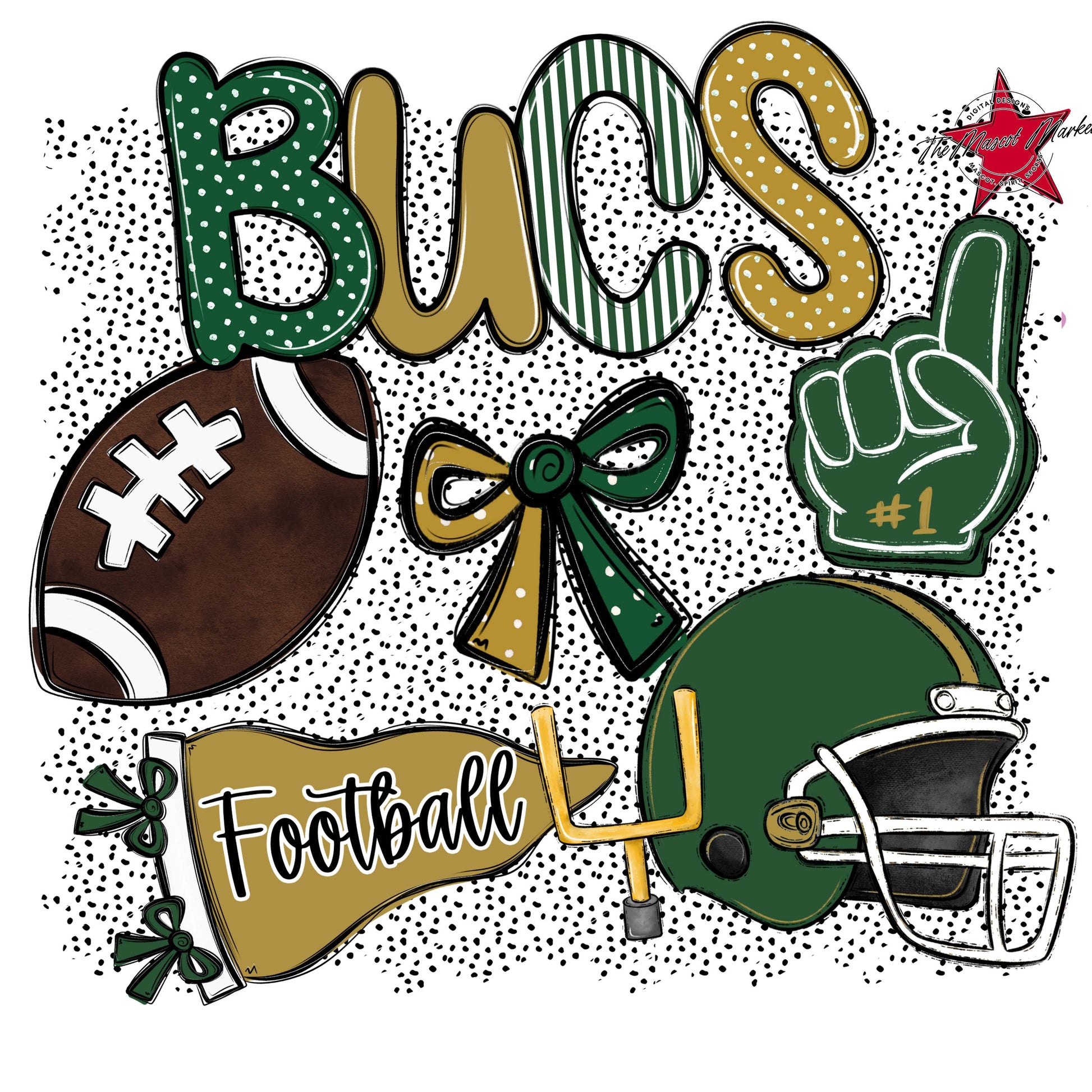 Bucs Football Spirit-Green & Gold