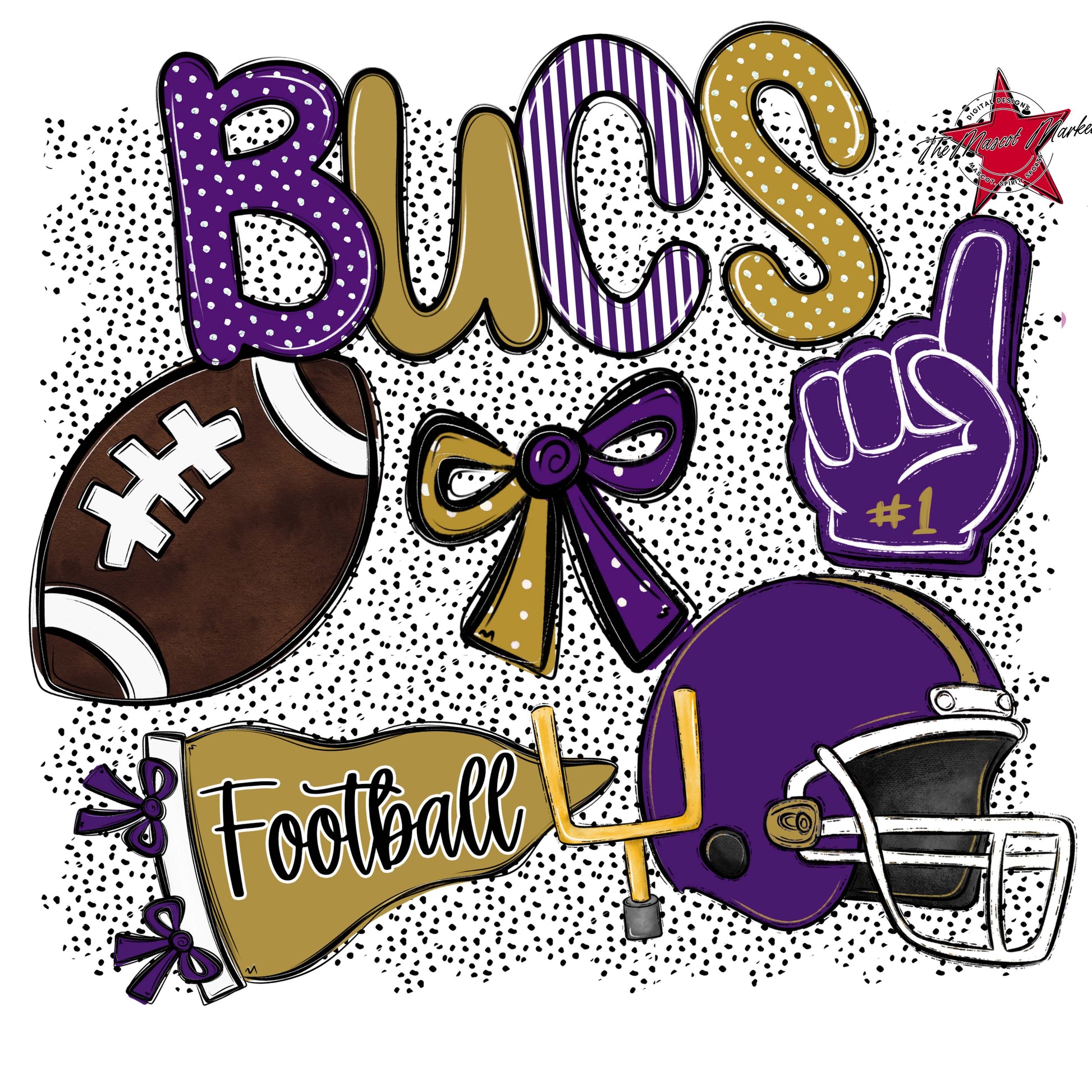 Bucs Football Spirit-Purple & Gold