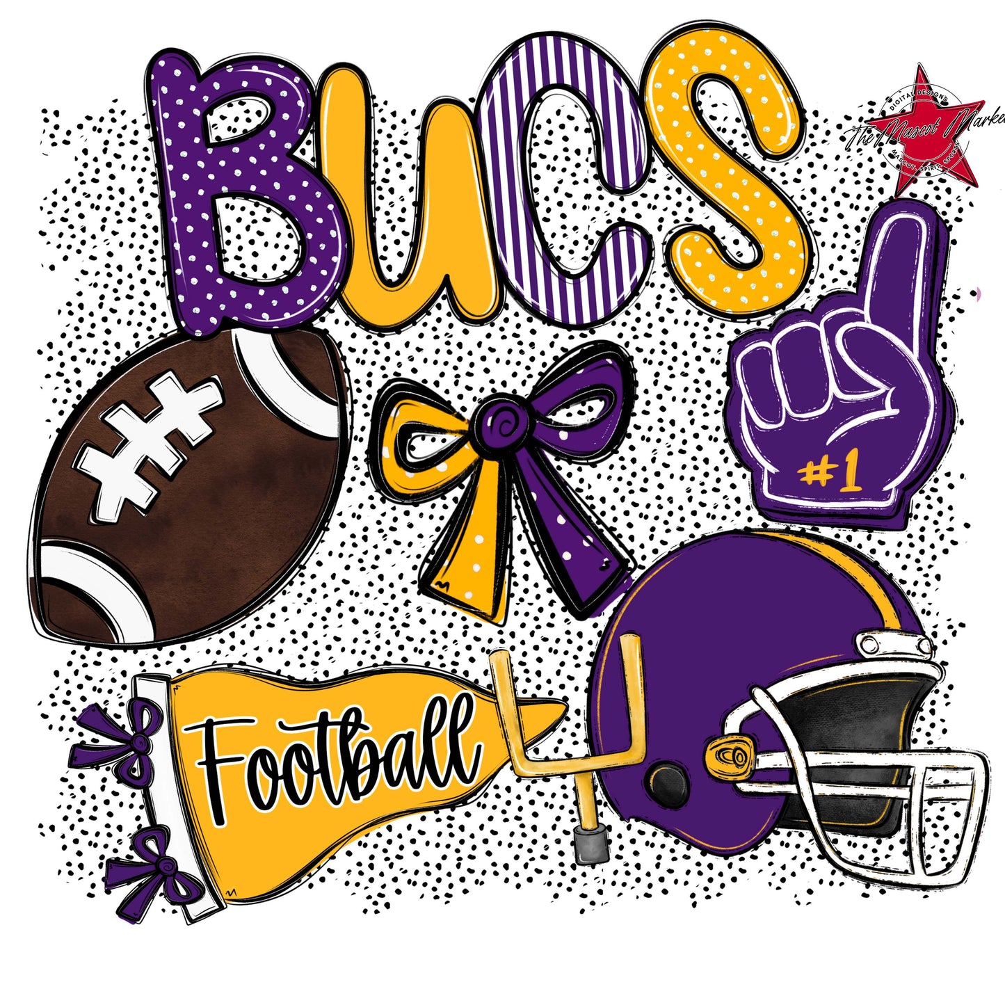 Bucs Football Spirit-Purple & Yellow