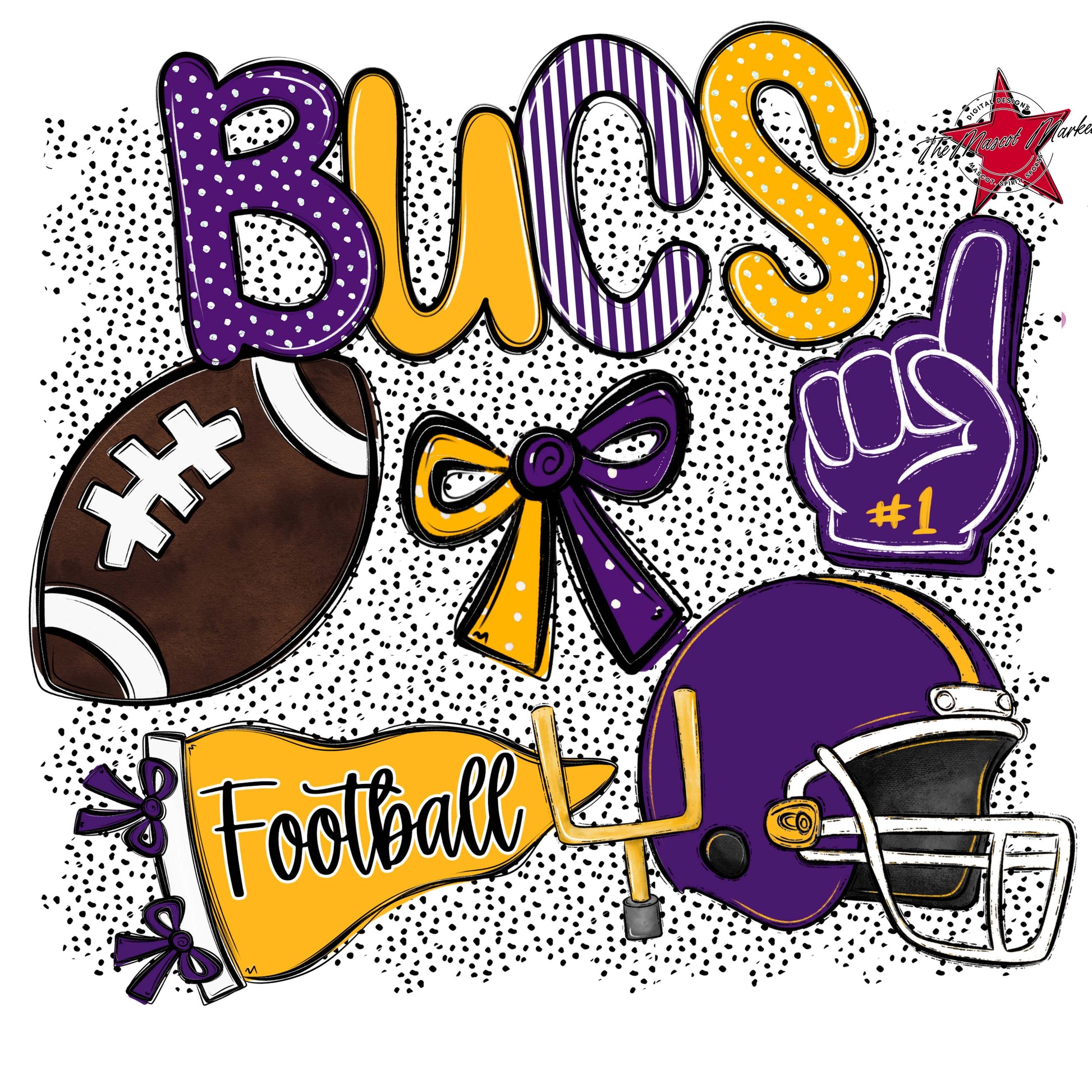 Bucs Football Spirit-Purple & Yellow
