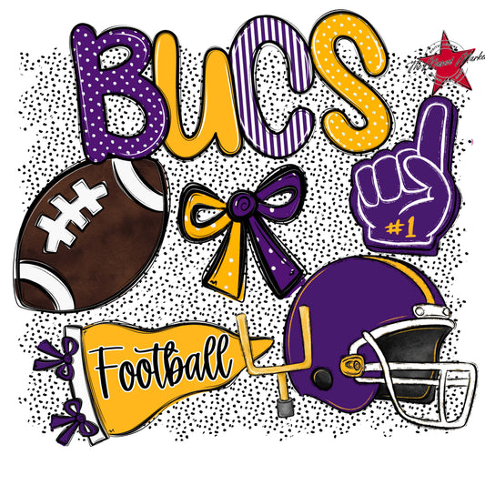 Bucs Football Spirit-Purple & Yellow