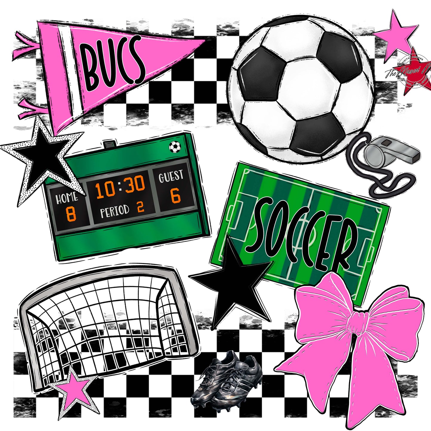 Bucs Soccer Checkers Design-Baby Pink