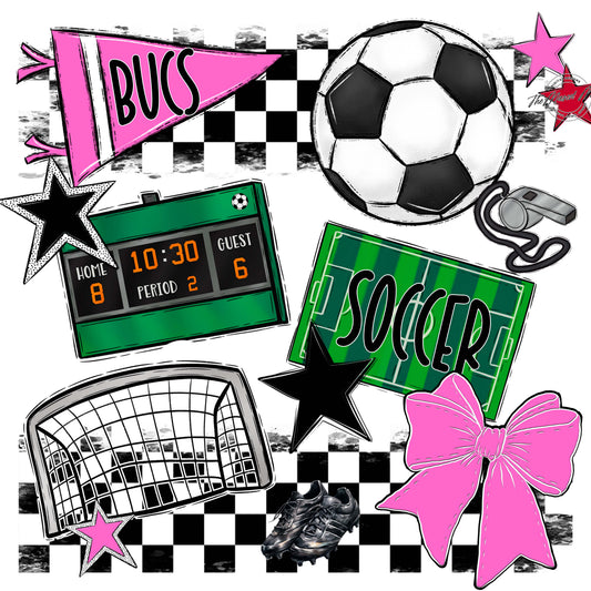 Bucs Soccer Checkers Design-Baby Pink